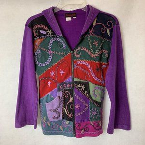 Rising Tides Distressed Ebroidered Hoodie